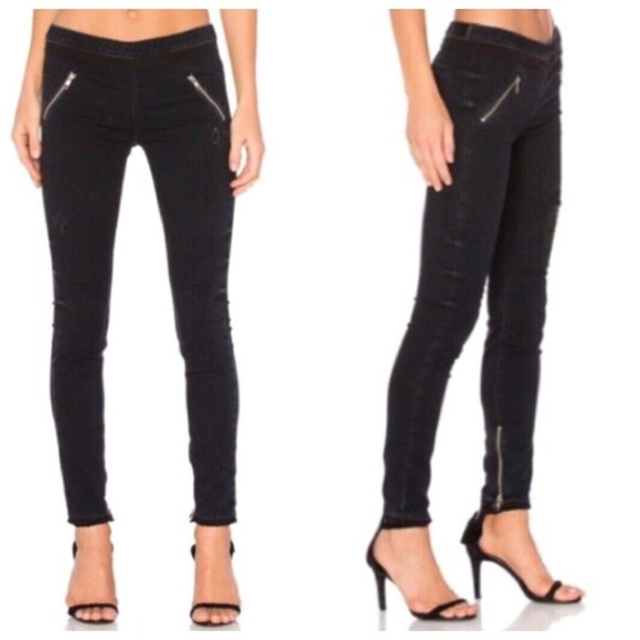 RtA NWT Skinny Jeans Black Zip Pocket Ankle Cropped Women’s XS Stretch Moto - Picture 1 of 12